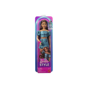 Barbie Fashionistas Modelka v topu a sukni s petrolejovým potisk