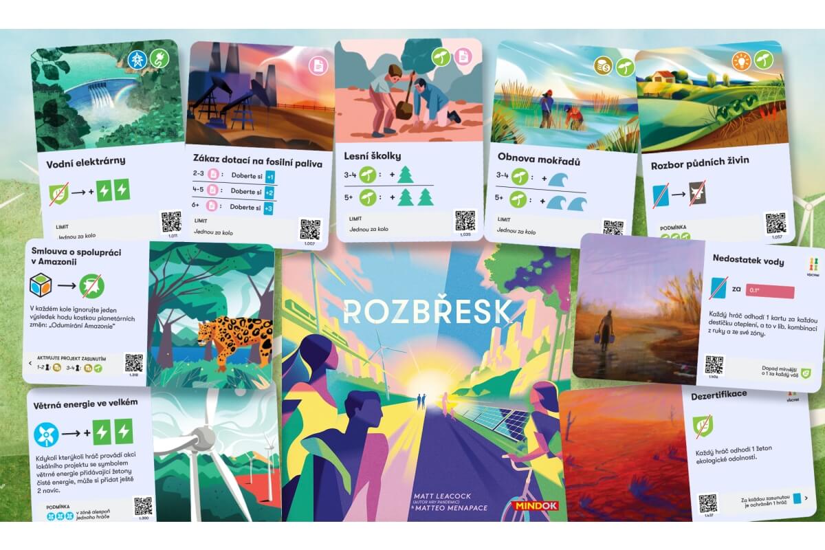 Karty a herní součásti kooperativní hry Rozbřesk