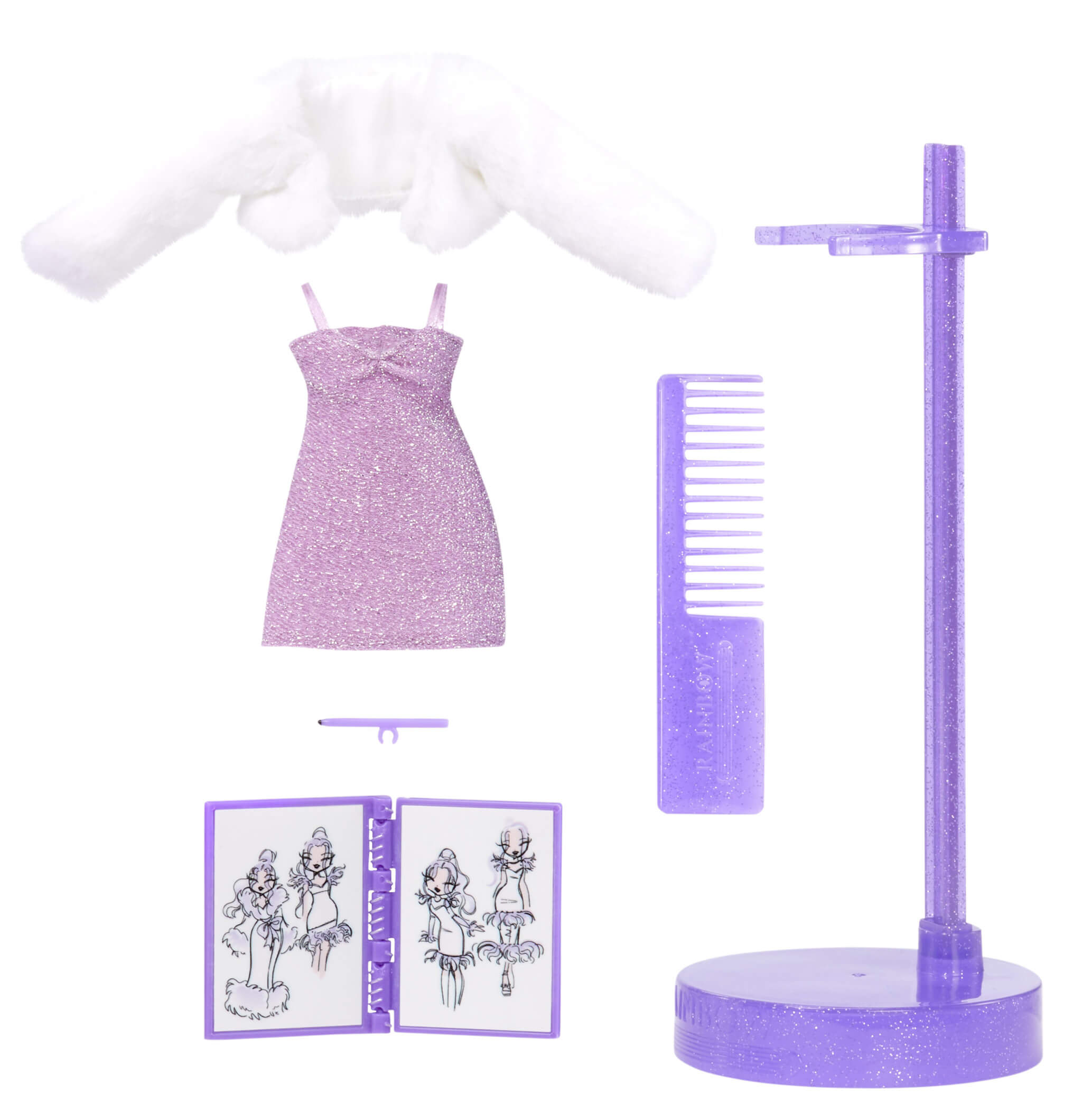 Druhý outfit panenky Rainbow High Violet Willow